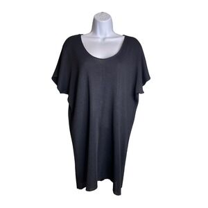 Vintage Brenda French Women's‎ Black Knit Top Size 3 Large Minimalist Stretchy